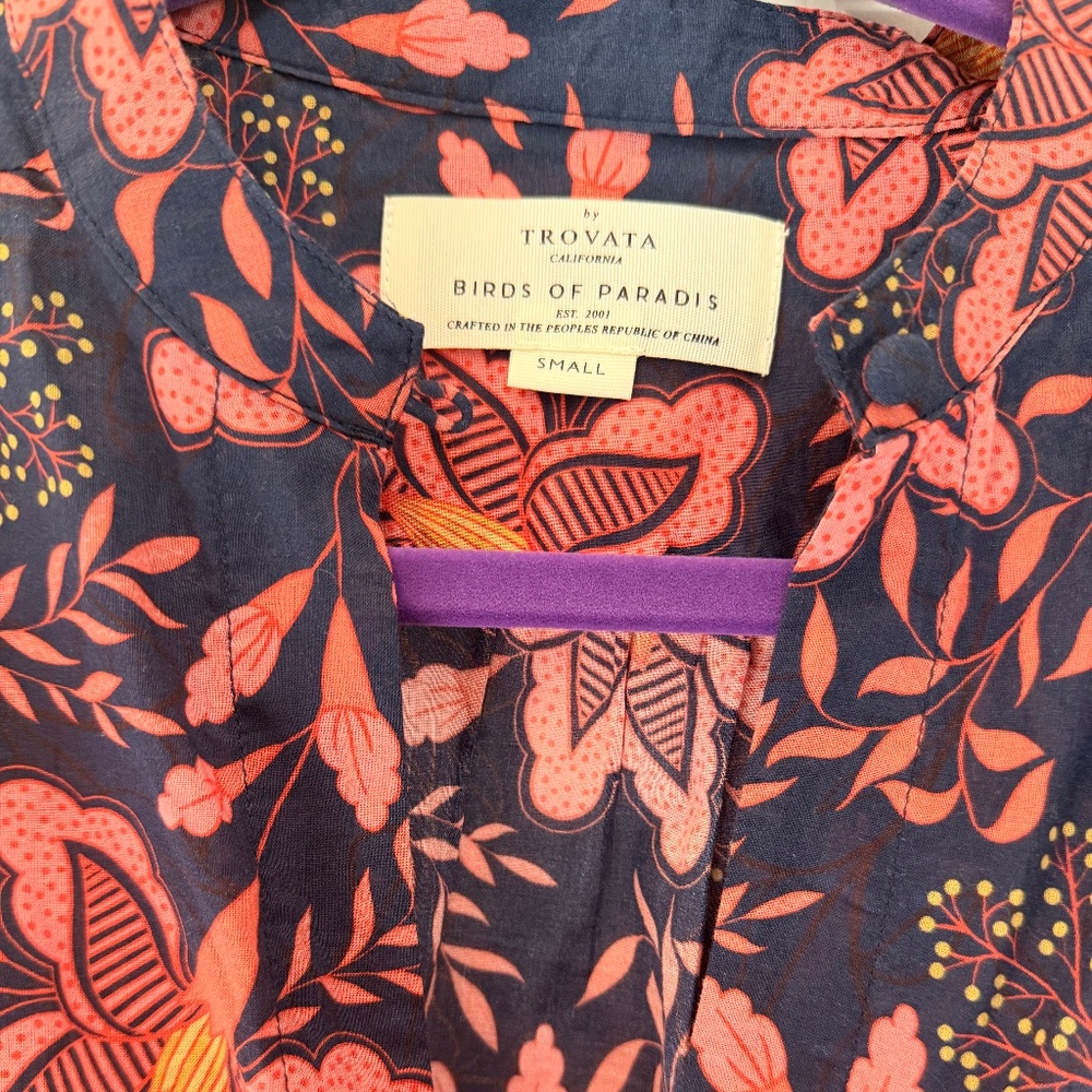 Trovata Birds of Paradise Long Sleeve Blouse Size S - Picture 2 of 4